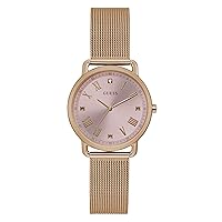 GUESS Women's Analog Quartz Watch with Stainless Steel Strap, Rose Gold, 184 (Model: GW0031L3)