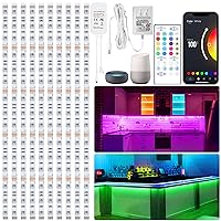 10 PCS Smart RGB Under Cabinet Lights Kit, Work with Alexa and Google Assistant, App and Remote Control, Music Sync Color Changing, Timer, Dimmable, for Cabinet, Counter, Shelf, Bookcase