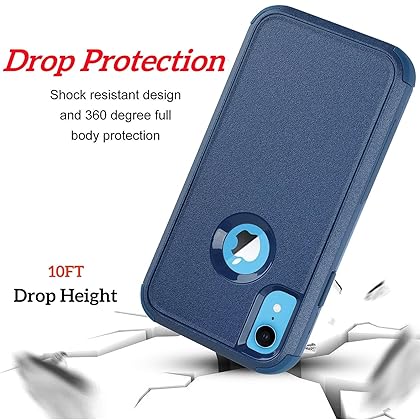GreatCase iPhone XR Case,Three Layer Heavy Duty Shockproof Protective Bumper Case Cover for Apple iPhone XR 6.1 inch (Seablue)