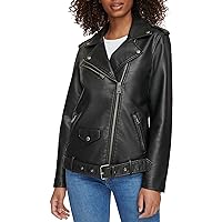 Levi's Women's Oversized Faux Leather Belted Motorcycle Jacket (Standard & Plus Sizes)