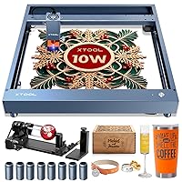 xTool D1 Pro 10W Laser Engraver 4-in-1 Rotary Roller Kit for Glass Tumbler Ring, Laser Engraving Machine, Laser Engraver and Cutter Machine for Wood, Metal, Acrylic,Leather