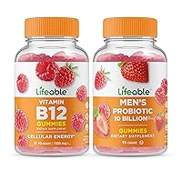 Lifeable Vitamin B12 + Men's Probiotic 10 Billion, Gummies Bundle - Great Tasting, Vitamin Supplement, Gluten Free, GMO Free, Chewable