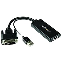 StarTech.com DVI to HDMI Video Adapter with USB Power and Audio - DVI-D to HDMI Converter - 1080p (DVI2HD)