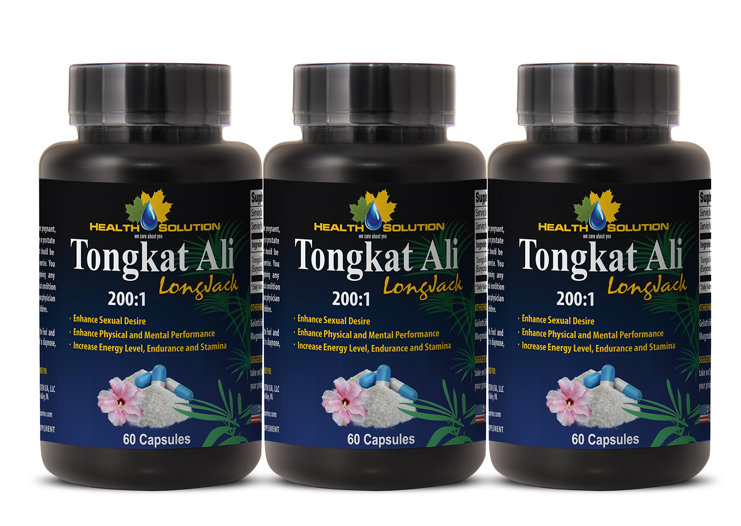 Sexual Enhancement Pills - TONGKAT ALI Root Extract 200:1 (LONGJACK) - Tongkat ali 400mg - 3 Bottles 180 Capsules
