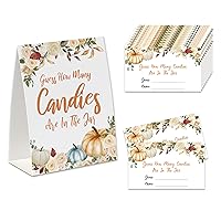 Thanksgiving Candy Party game, Guess How Many Candies Are In The Jar (1 Double-sided standing sign + 50 guess cards), Thanksgiving Party Game, Thanksgiving Party Decorations -GEJCTG03