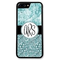 iPhone 7, Phone Case Compatible with iPhone 7 [4.7 inch] Teal Seafoam Marble Paisley Monogram Monogrammed Personalized [Protective Case] IP7