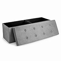 Sorbus Storage Ottoman Bench – Collapsible/Folding Bench Chest with Cover – Perfect Toy and Shoe Chest, Hope Chest, Pouffe Ottoman, Seat, Foot Rest, – Contemporary Faux Suede (Gray)