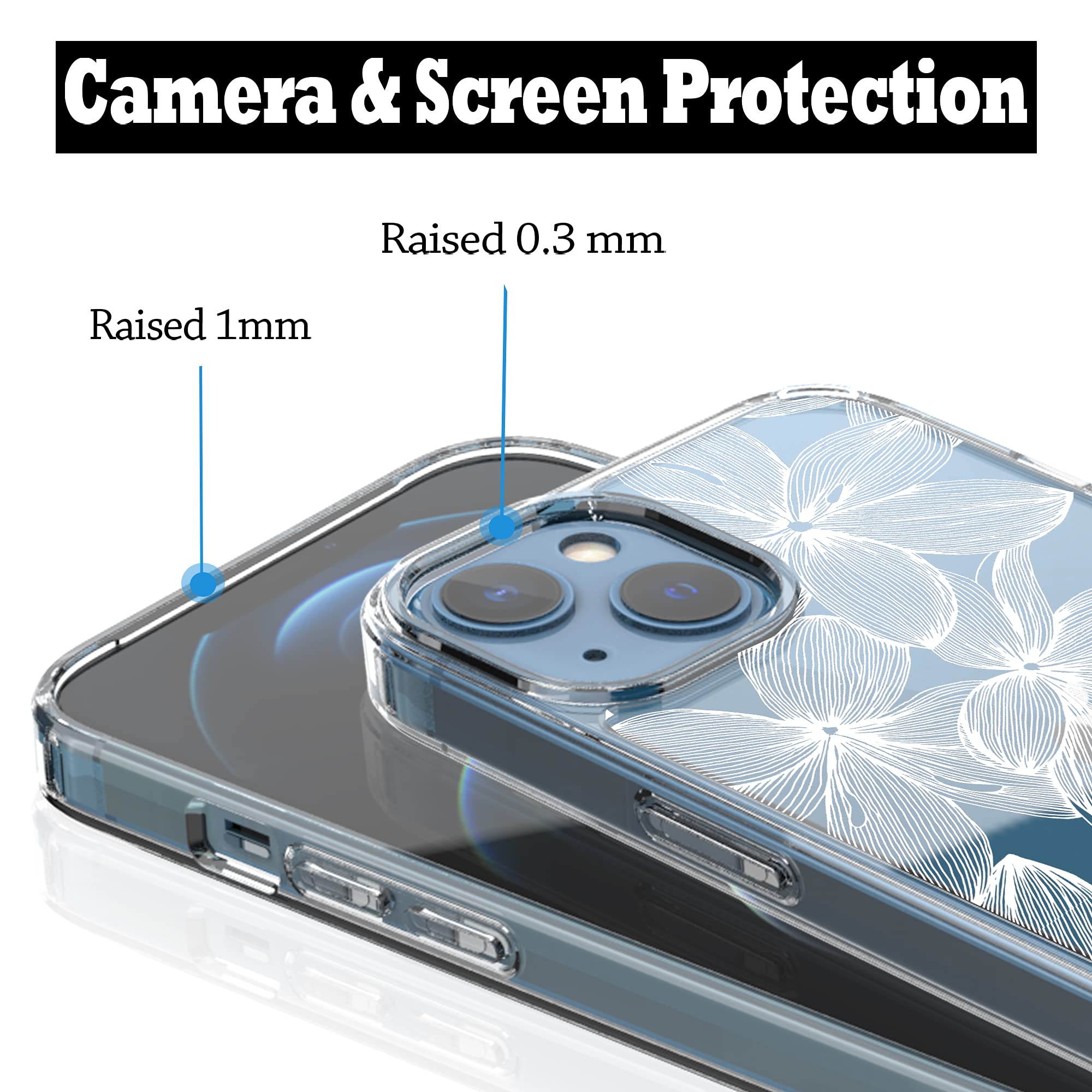 RANZ iPhone 13 Case, Anti-Scratch Shockproof Series Clear Hard PC+ TPU Bumper Protective Cover Case for iPhone 13 (6.1