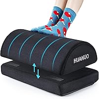 HUANUO Foot Rest for Under Desk at Work, Adjustable Footrest with 2 Height Options, Memory Foam Foot Stool for Under Desk, Foot Rest for Office, Home, Airplane, Travel - Office Accessories for PC