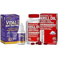 Vital 3 Joint Solution® Clinically Proven Liquid Knee Relief + Antarctic Krill Oil 1000 mg with Omega-3s EPA, DHA