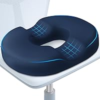 Donut Pillow Seat Cushion, Donut Chair Cushions for Postpartum Pregnancy & Hemorrhoids, Tailbone Pain Relief Cushion, Memory Foam Seat Cushions for Office & Home Chairs (Blue, X-Large)