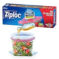Ziploc Gallon Food Storage Bags, Stay Open Design with Stand-Up Bottom, Easy to Fill, 38 Count