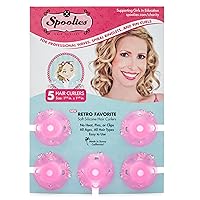 Original Hair Curlers, Heatless Silicone Rollers for Natural Hair, Hair Extensions plus Wigs, Made in USA, 5-Pack Medium Size (Playful Pink)