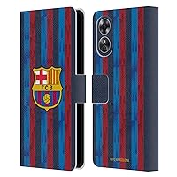 Head Case Designs Officially Licensed FC Barcelona Home 2022/23 Crest Kit Leather Book Wallet Case Cover Compatible with Oppo A17