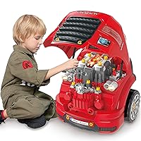 iPlay, iLearn Large Truck Engine Toy, Kids Mechanic Repair Set for 3-5 Yr Toddlers, Big Builder Kit, Take Apart Motor Vehicle Pretent Play Car Service Station, Gifts 4 6 7 8 Year Old Boy Child