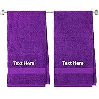 Personalized Natural Cotton Towel for Bath and Shower for All Ages - Free Embroidery Available - Purple
