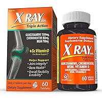 X Ray Dol Triple Action Glucosamine Chondroitin Joint Support Supplement, with MSM & 5X Vitamin D, Knee & Hip, Supports Bone Health, Flexibility & Mobility, Adults & Seniors, 60 Count, 1-Pack