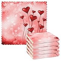 ALAZA Dish Towels Kitchen Cleaning Cloths Valentine's Day Red Pink Hearts Dish Cloths Absorbent Kitchen Towels Lint Free Bar Tea Soft Towel Kitchen Accessories Set of 6,11