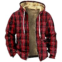 Mens Western Winter Warm Jacket Coats Vintage Casual Sherpa Fleece Lined Hoodies Loose Comfy Thickened Jackets