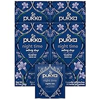 Pukka Organic Tea Bags, Night Time Herbal Tea with Chamomile, Lavender & Valerian, Perfect for Easing into a Soothing Sleep, 20 Count (Pack of 4) 80 Tea Bags