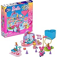 MEGA Barbie Color Reveal Building Toy Playset for Kids, Train n Wash Pets with 152 Pieces, 15 Surprises, Accessories and 6 Pets