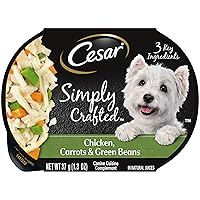 CESAR SIMPLY CRAFTED Adult Wet Dog Food Meal Topper, Chicken, Carrots & Green Beans, 1.3oz., Pack of 10