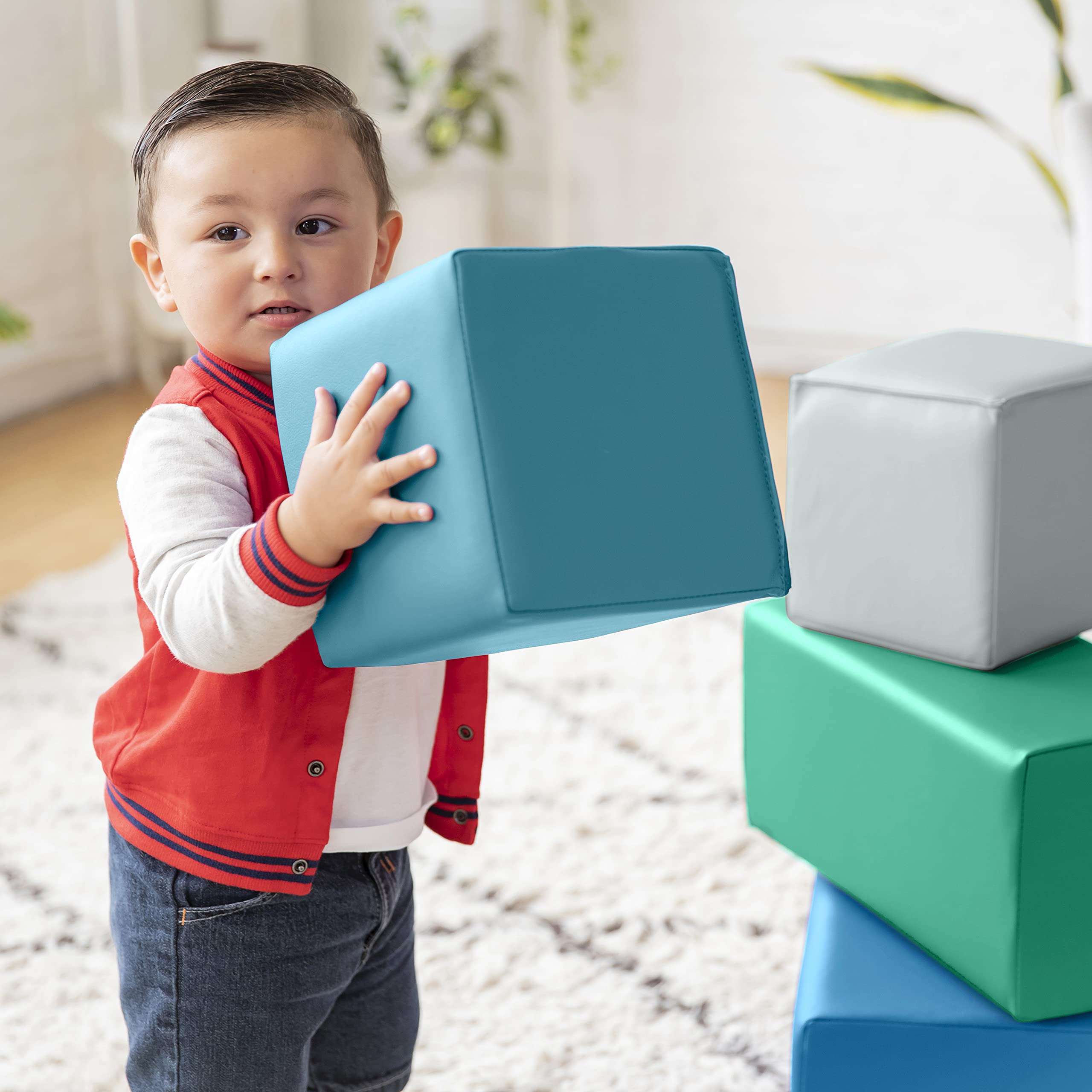 ECR4Kids SoftZone Big Foam Blocks, Building Blocks, Contemporary, 7-Piece