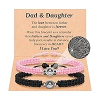 PINKDODO Matching Bracelets I Love You 100 Languages Bracelets, Gifts for Dad Daughter Brother Sister Birthday Christmas Valentine's Day Gifts