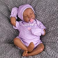 Aori Reborn Baby Dolls Black Girl 18 Inches, Realistic Baby Dolls That Look Real, Lifelike Soft Vinyl African American Newborn Baby Doll with Weighted Cloth Body, Birthday Gift Set for Kids Age 3+