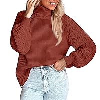 Women's Long Sweater Cardigan Sweater for Fashion Sleeve High Neck Pullover Tops Solid Color Casual Blouse,S-2XL