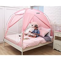 BESTEN Floorless Indoor Privacy Tent on Bed for Warm and Cozy Sleep Inside Drafty Room (Twin, Pink)