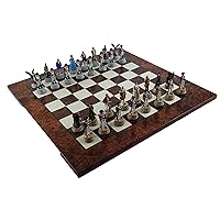 American Revolutionary War of Independence Chessmen & Agostino Luxury Chess Board from Italy. King: 3 1/8