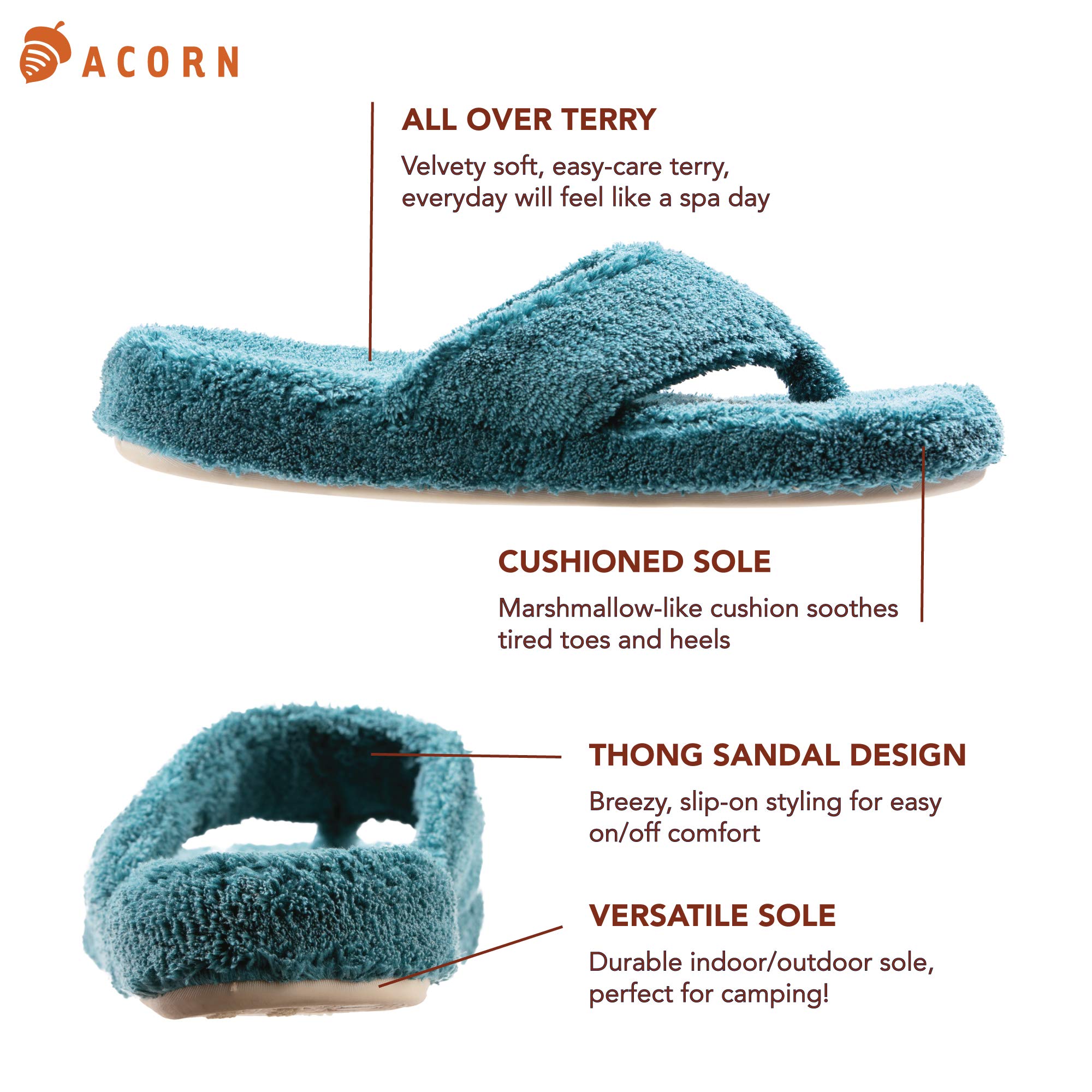Acorn Women's Spa Thong with Premium Memory Foam