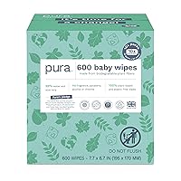 Baby Wipes 10 x 60 Wipes (600 Wipes), 100% Plastic-Free & Plant Based Wipes, 99% Water, Suitable for Sensitive & Eczema-prone Skin, Fragrance Free & Hypoallergenic, EWG, Cruelty Free