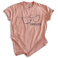 Bookish T-Shirt, Unisex Women's Men's Shirt, Glasses T-Shirt, Reading T-Shirt, Hipster Tee, Book Lover Tee, Heather Sunset, Medium