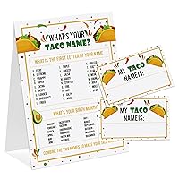 Taco Theme What's You Taco Name Game, Baby Shower Game Stickers, Birthday Game, Party Decoration, Activity Game for Office or Class, Package Contains 1 Sign and 30 Name Stickers(wyn06)