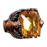 925 Sterling Silver Men Ring, Created Citrine or Creatid Sultanite Ring