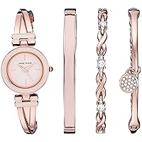 Women's Bangle Watch and Premium Crystal Accented Bracelet Set
