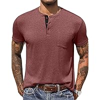 COOFANDY Men Casual Henley Shirt Short Sleeve Summer Basic T Shirt Pocket Soild Button Tee Top