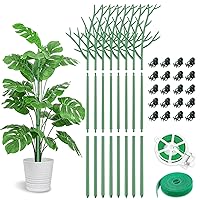 Unves 8 Pack Plant Stakes for Indoor Plants, 39.37 Inch Detachable Plant Support Stakes, Plastic Plant Sticks Support Tall for Indoor Outdoor Plants Potted Flower with Orchid Clips Twist Ties