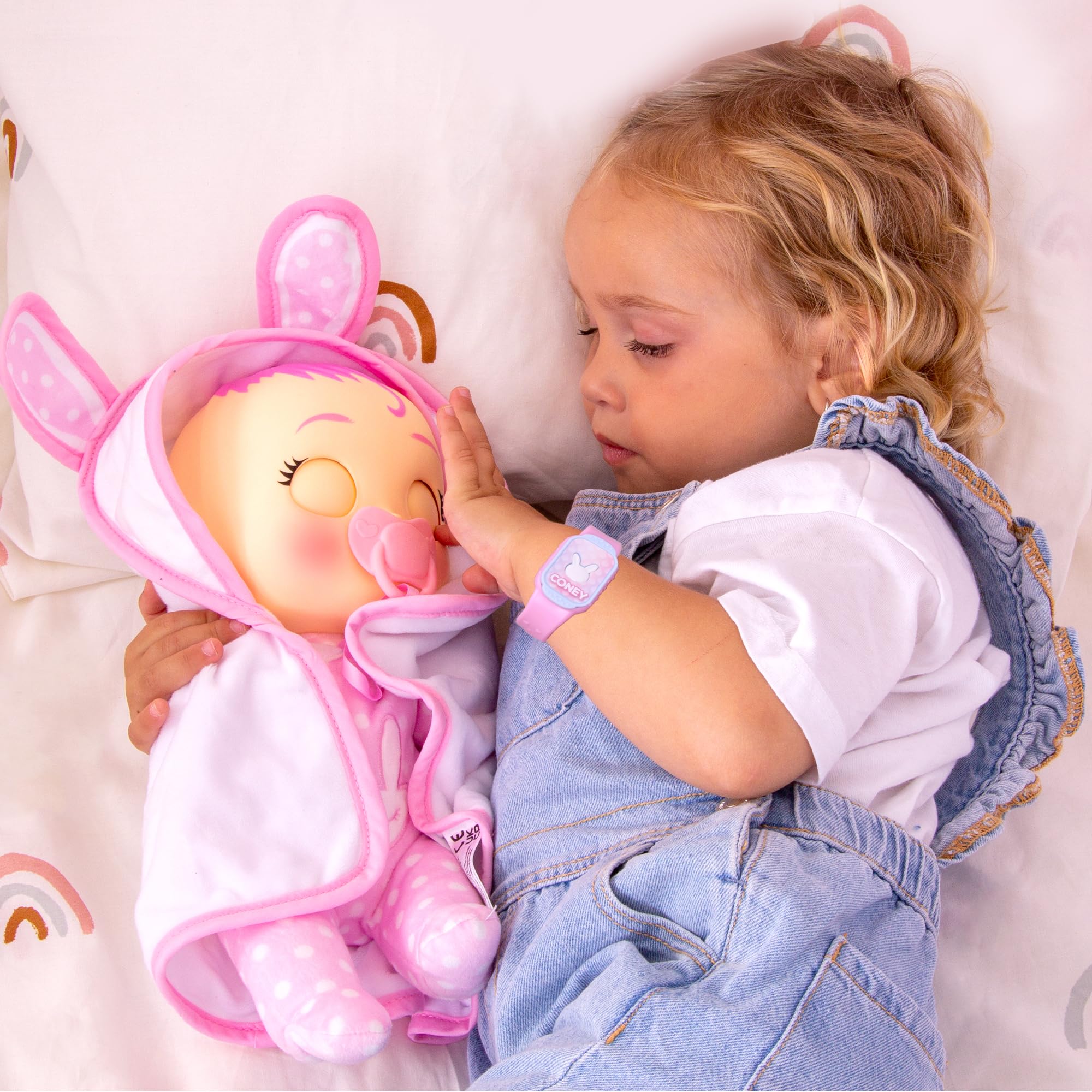 Cry Babies Newborn Coney - Interactive Baby Doll with 20+ Baby Sounds, Girls & Kids Age 18M and Up