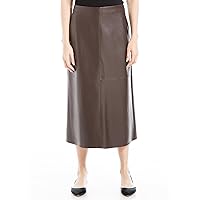 Max Studio Women's Faux Leather A-line Midi Skirt