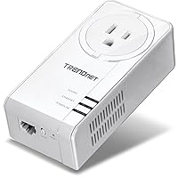 TRENDnet Powerline 1300 AV2 Adapter with Built-in Outlet, Gigabit Port, IEEE 1905.1 & IEEE 1901, Range Up to 300m (984 ft.), TPL-423E, White