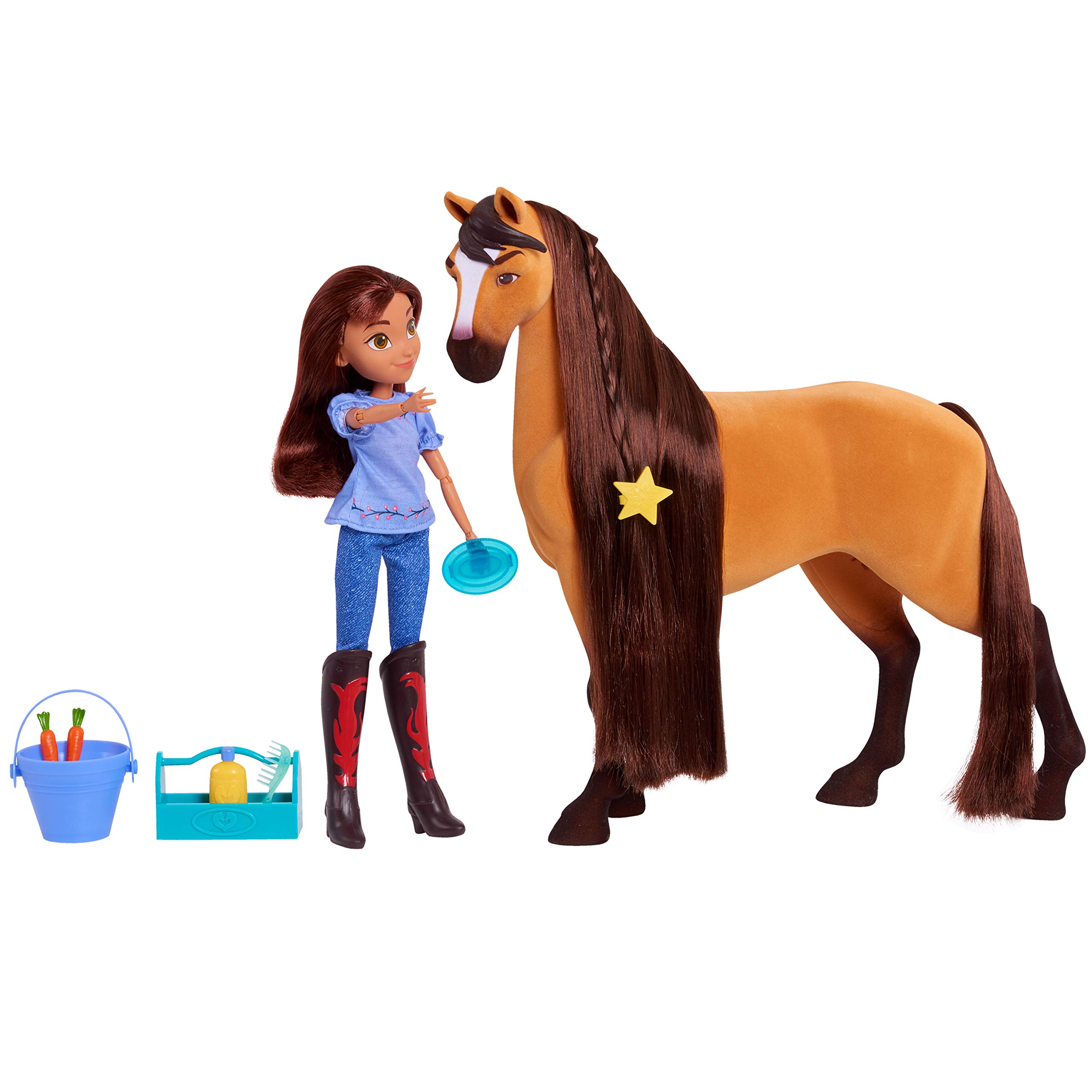 DreamWorks Spirit Riding Free Deluxe 14 Inch Spirit Horse and 11.5 Inch Lucky Doll Set with Accessories, by Just Play