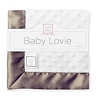 SwaddleDesigns Baby Lovie, Small Security Blanket, Plush Dots with Satin Trim, Fawn, 14 x 14 inches (36 x 36 cm)
