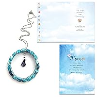 Smiling Wisdom - Mother -Greeting Card and Matching Keepsake Gift Set - 5x7 inch - Women Mom (Rain Flower - Blue)
