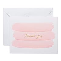 American Greetings Thank You Cards with Envelopes, Pink Brushstrokes (50-Count)