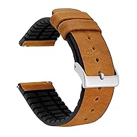 BARTON Leather and Rubber Hybrid Straps with Integrated Quick Release Spring Bars - 316L Stainless Steel - Choose Color - 18mm, 20mm & 22mm Watch Bands