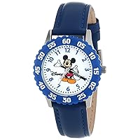 Mickey Mouse Kids' Bezel Stainless Steel Time Teacher Analog Nylon Strap Watch