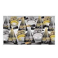Beistle Midnight Burst New Year's Eve Assortment for 50 People NYE Supplies, Photo Booth Props, Party Hats, Tiaras, Horns, Made in USA Since 1900, One Size, Silver/Gold/Black